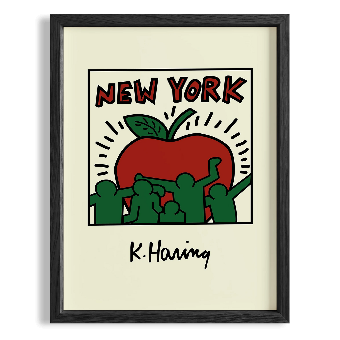 New York Kalbi - Keith Haring Ahşap Duvar Tablosu