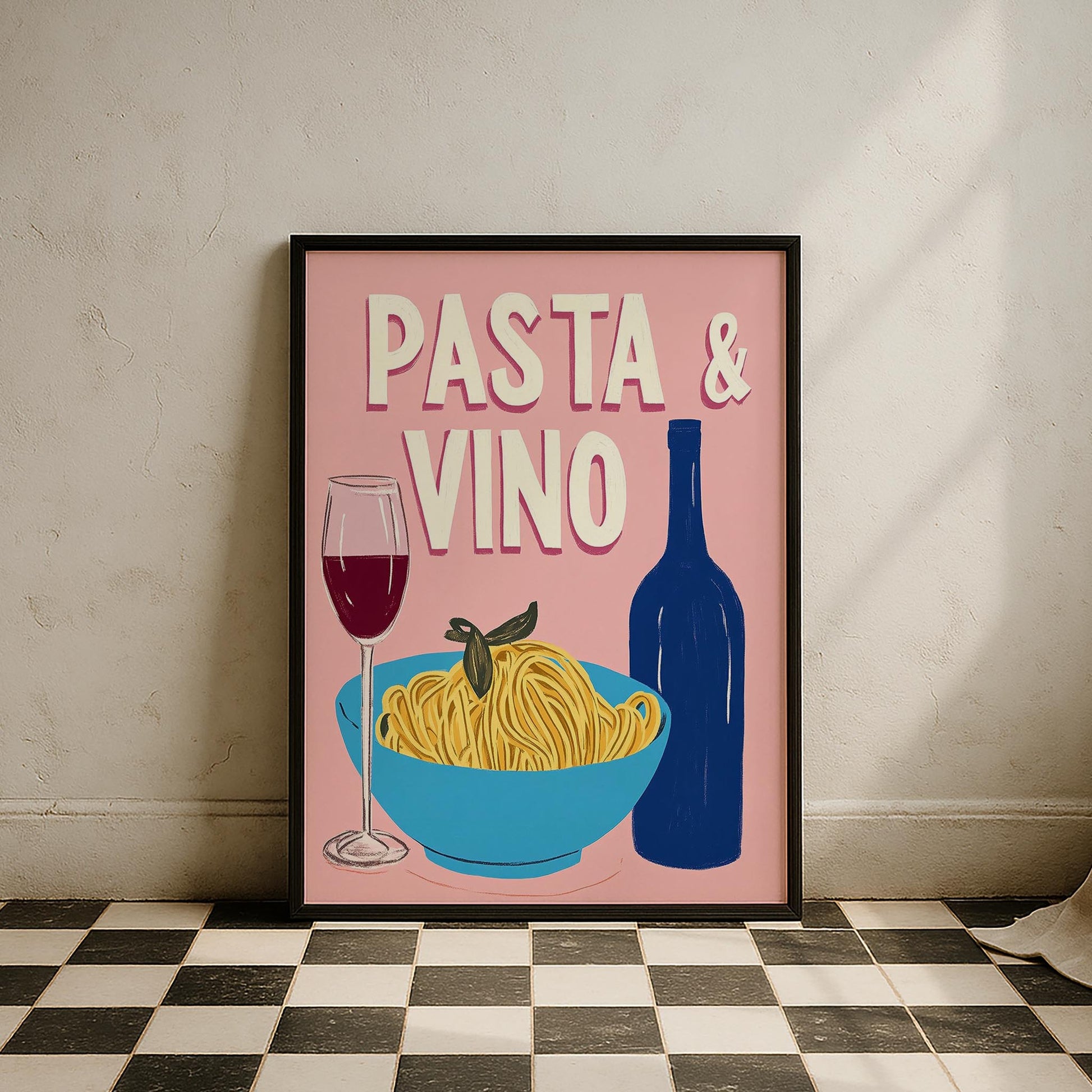 Pasta & Vino İtalyanca Tipografi Mutfak Duvar Tablosu