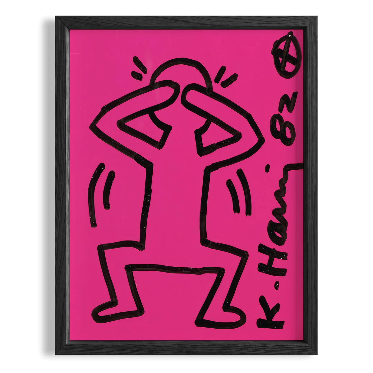 Pembe Dansçı - Keith Haring Ahşap Duvar Tablosu