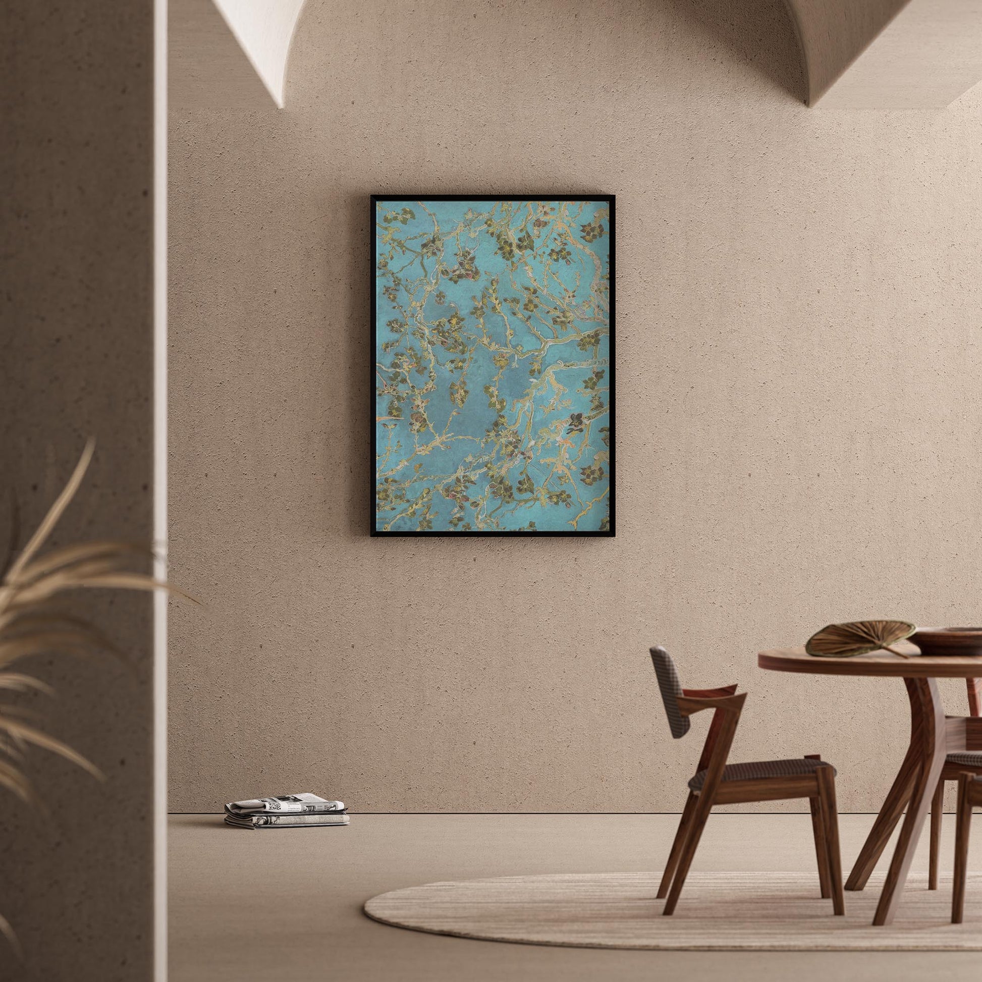 Mavi Çiçek Deseni - Vincent Van Gogh Ahşap Duvar Tablosu