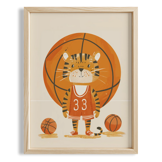 Basketbolcu Kaplan Erkek Çocuk Odası Ahşap Tablo II
