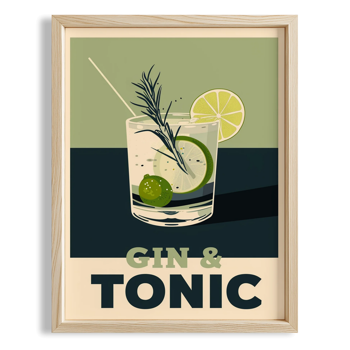 Gin & Tonic Kokteyli Retro Mutfak Duvar Tablosu