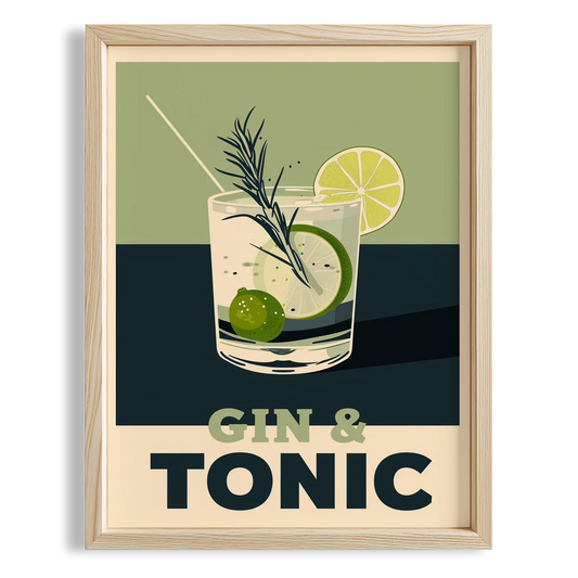 Gin & Tonic Kokteyli Retro Mutfak Duvar Tablosu