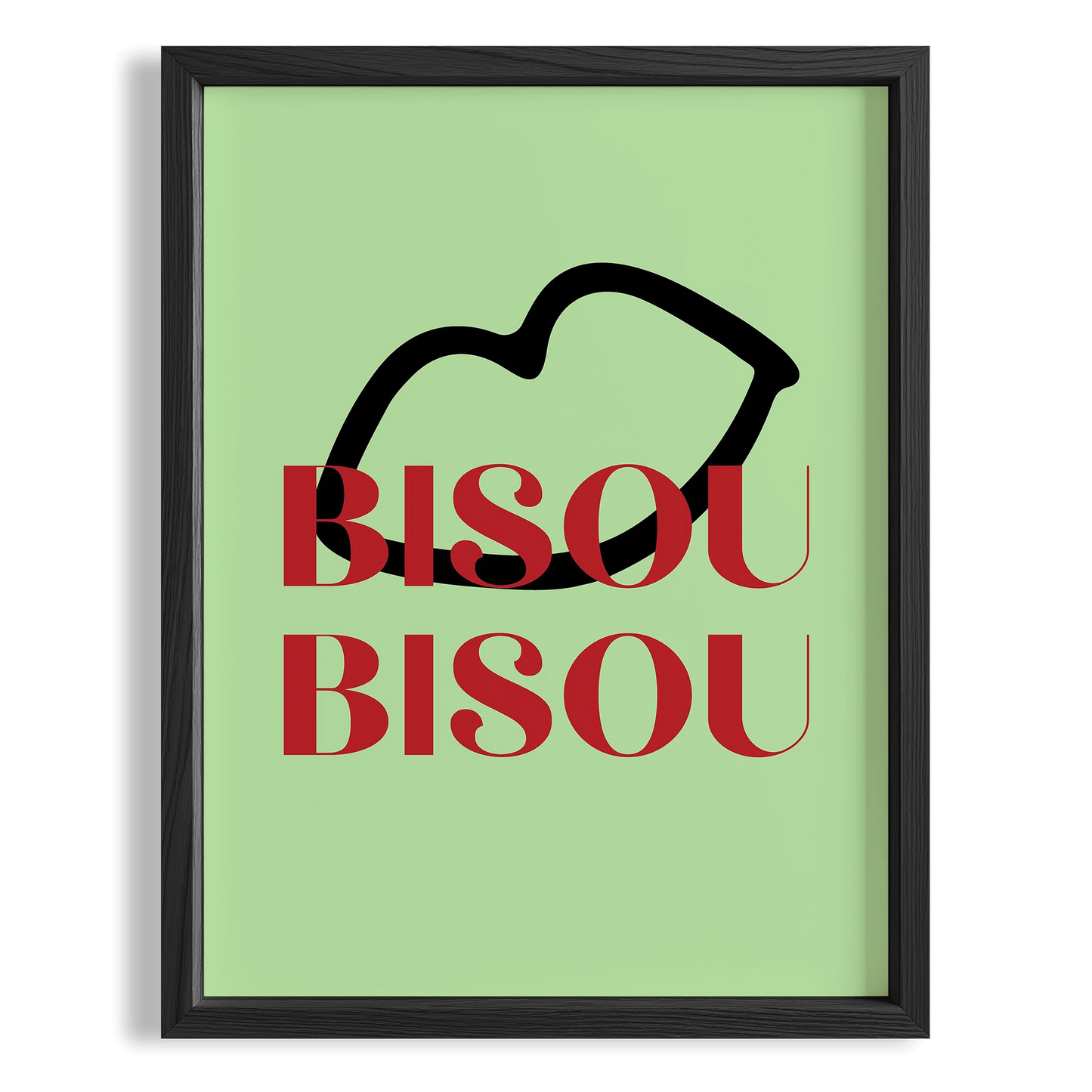 Bisou Bisou Fransızca Tipografi Mutfak Duvar Tablosu