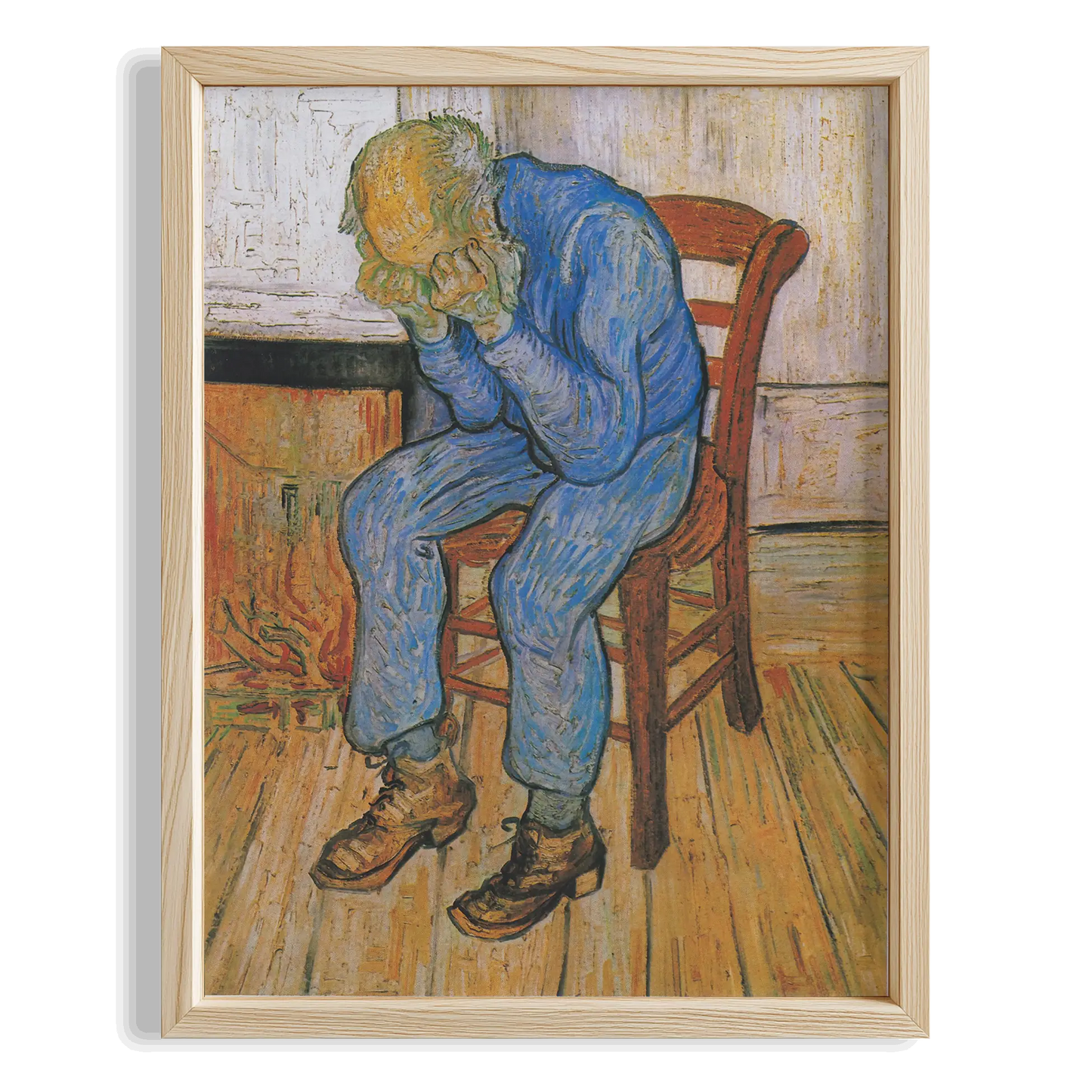 Sandalyede Oturan Adam - Vincent Van Gogh Ahşap Duvar Tablosu