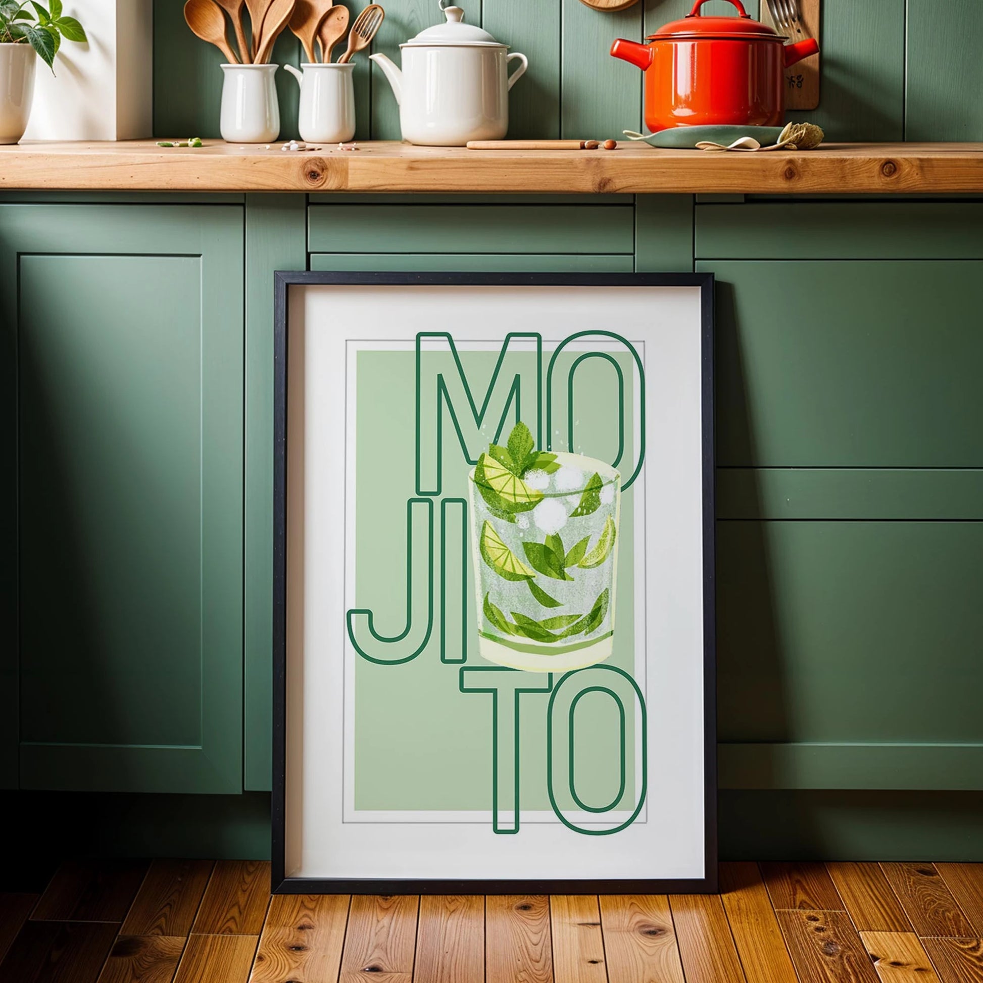 Mojito Tipografik Kokteyl Mutfak Duvar Tablosu