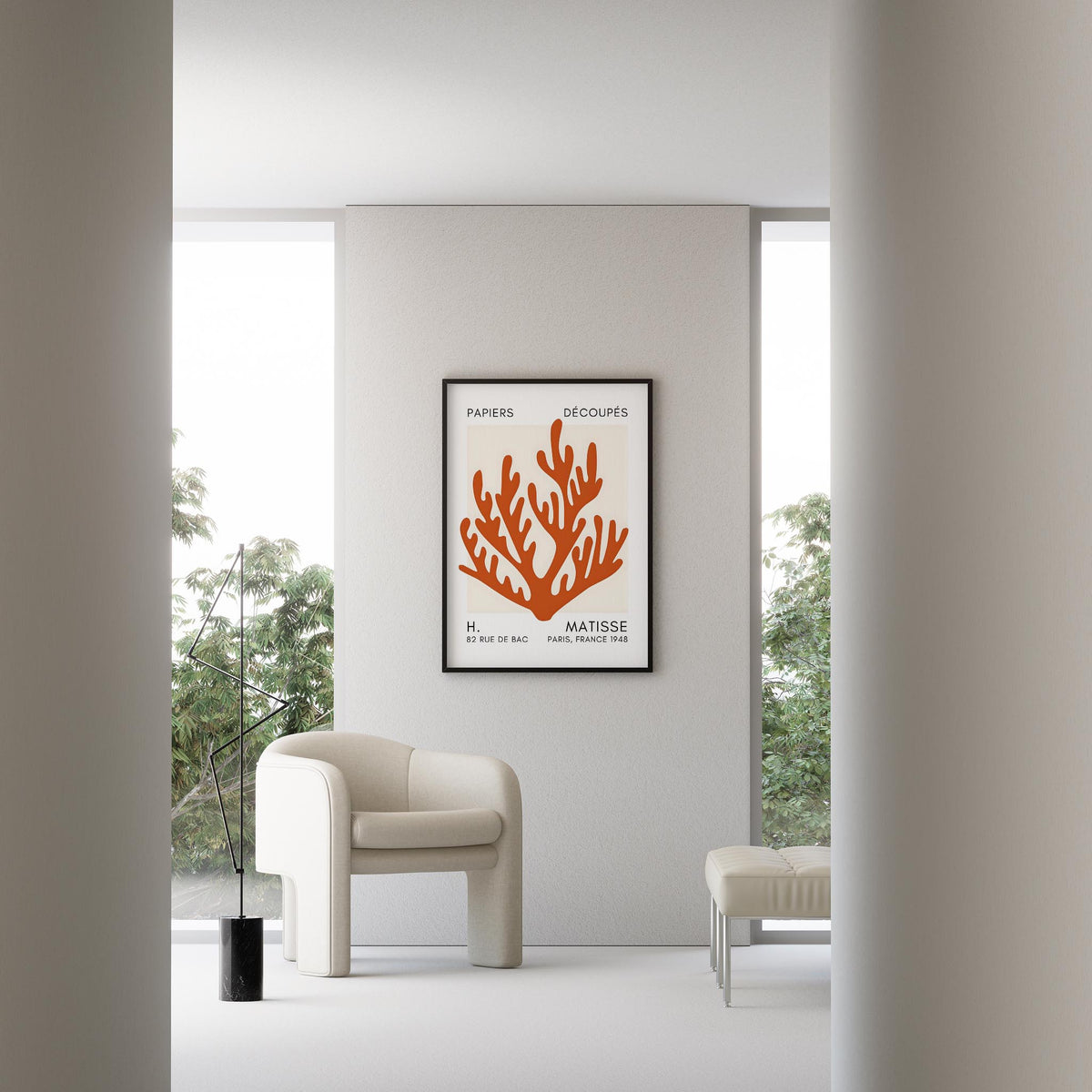 Matisse Kağıt Kesimleri Serisi Terracotta Mercan Dalı I Duvar Tablosu
