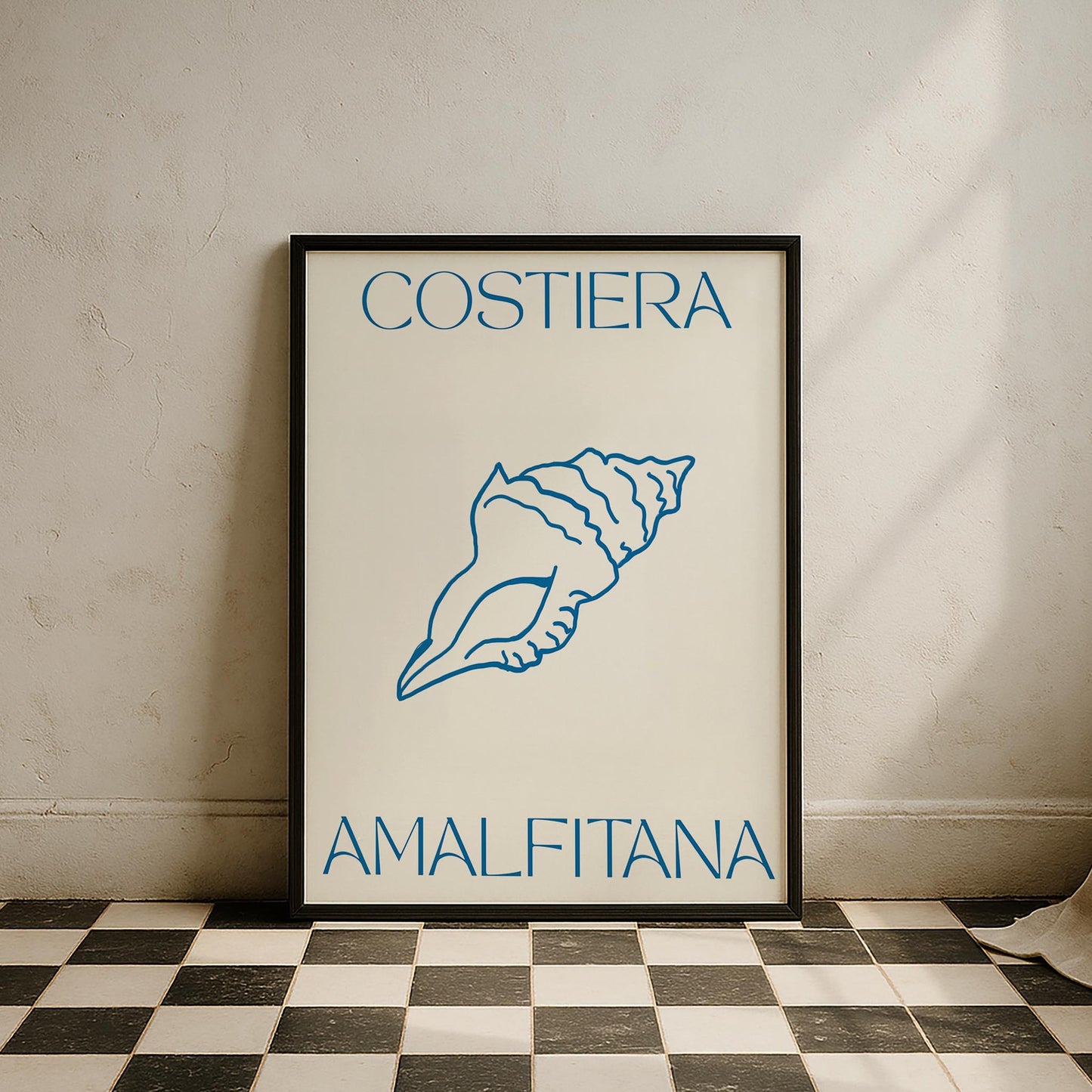 Costiera Amalfitana Deniz Kabuğu İtalyanca Tipografi Mutfak Duvar Tablosu