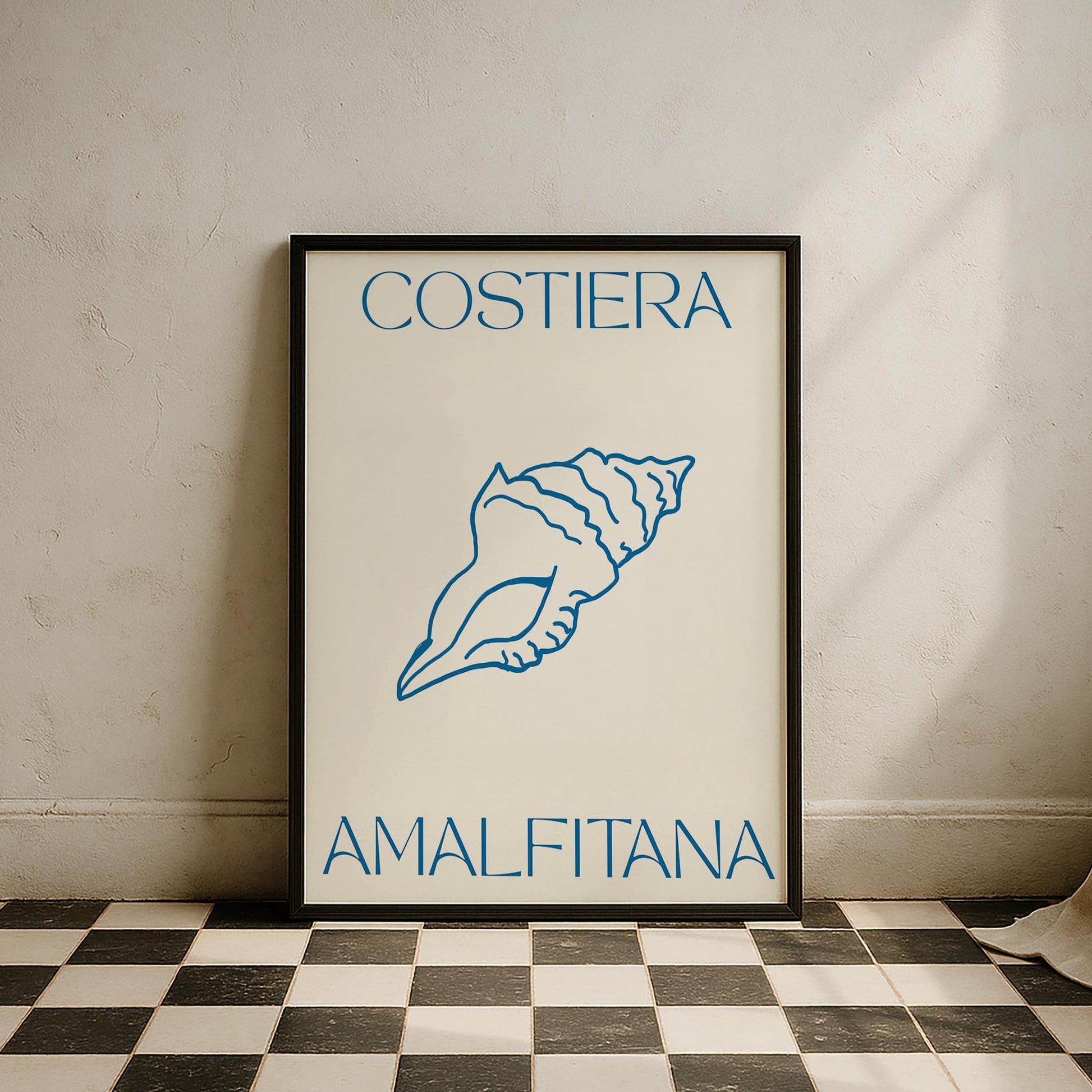 Costiera Amalfitana Deniz Kabuğu İtalyanca Tipografi Mutfak Duvar Tablosu