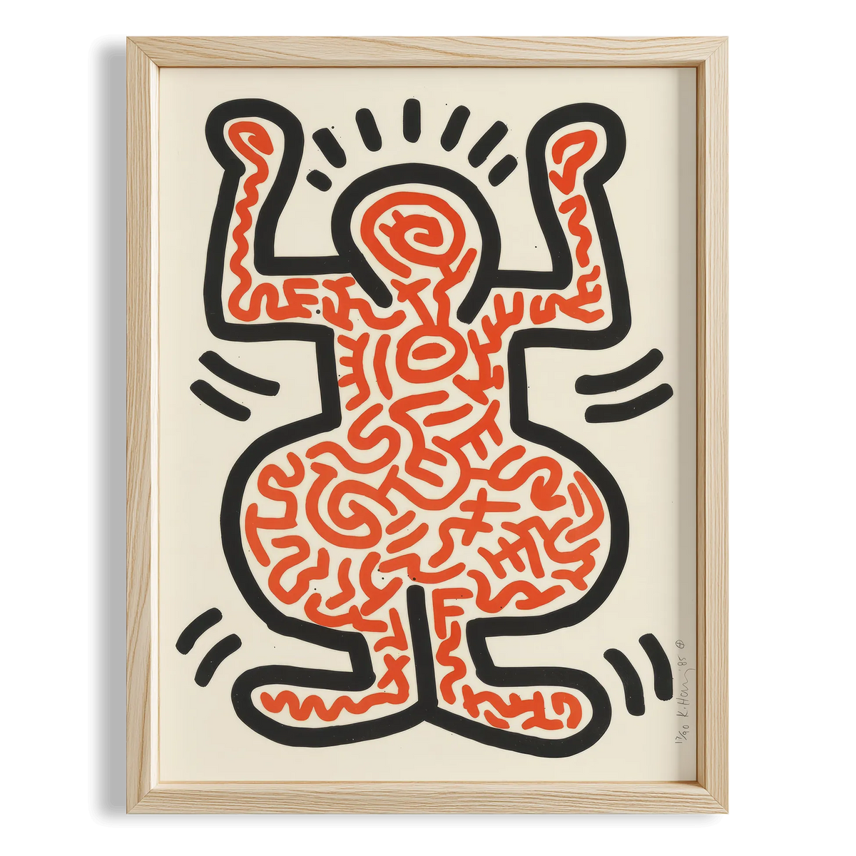 Kırmızı Figür - Keith Haring Ahşap Duvar Tablosu