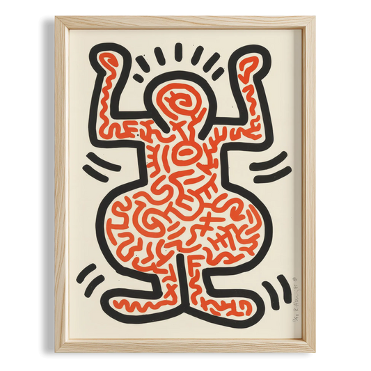 Kırmızı Figür - Keith Haring Ahşap Duvar Tablosu