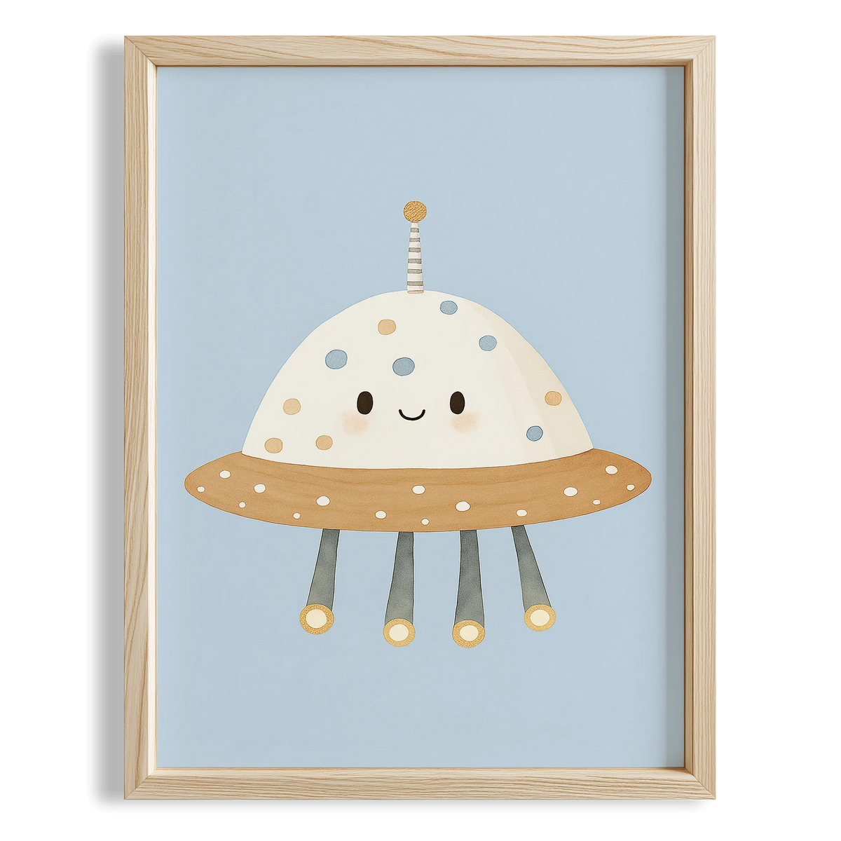 Sevimli Ufo Uzay Temalı Çocuk Odası Ahşap Tablo II