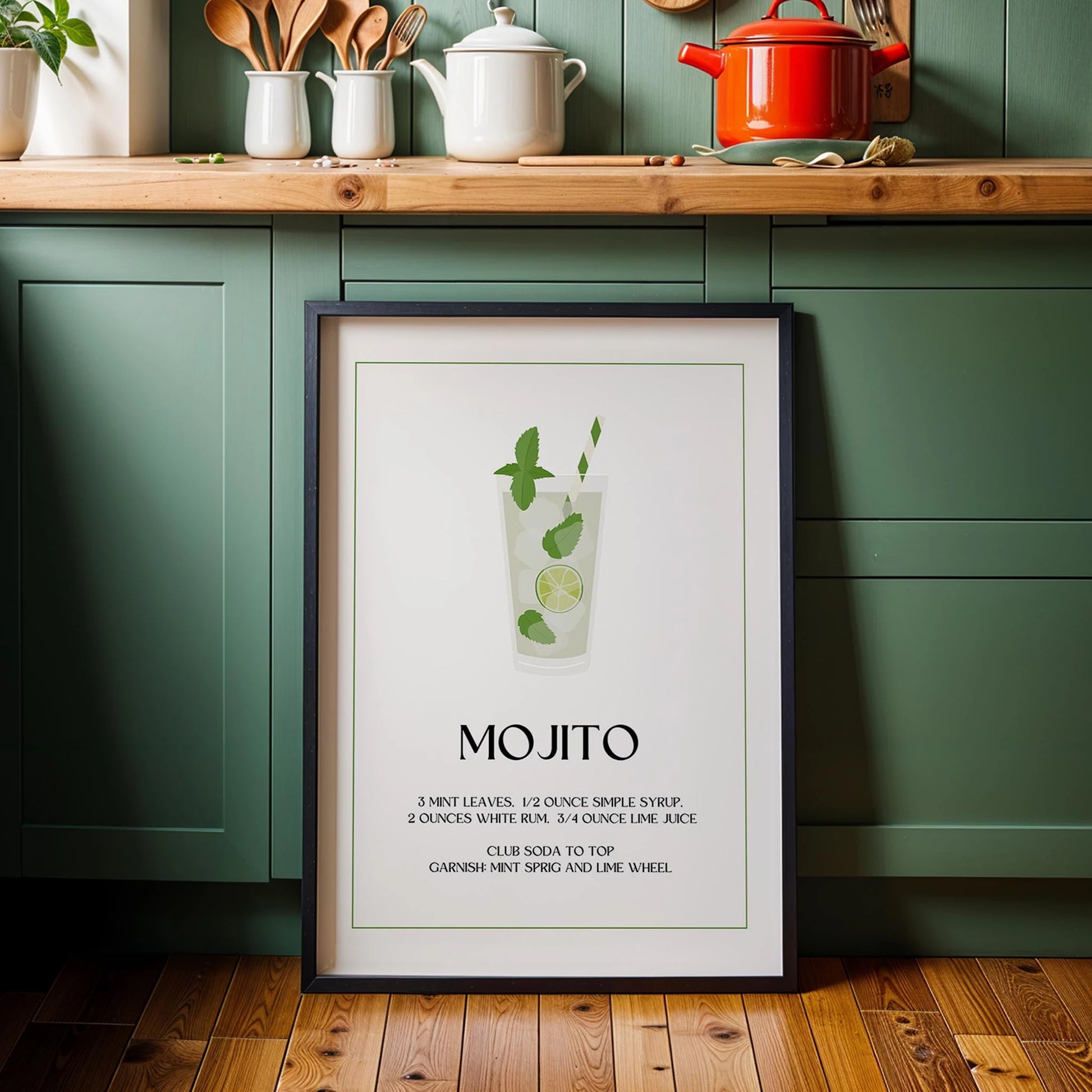 Mojito Kokteyli Minimal Mutfak Duvar Tablosu