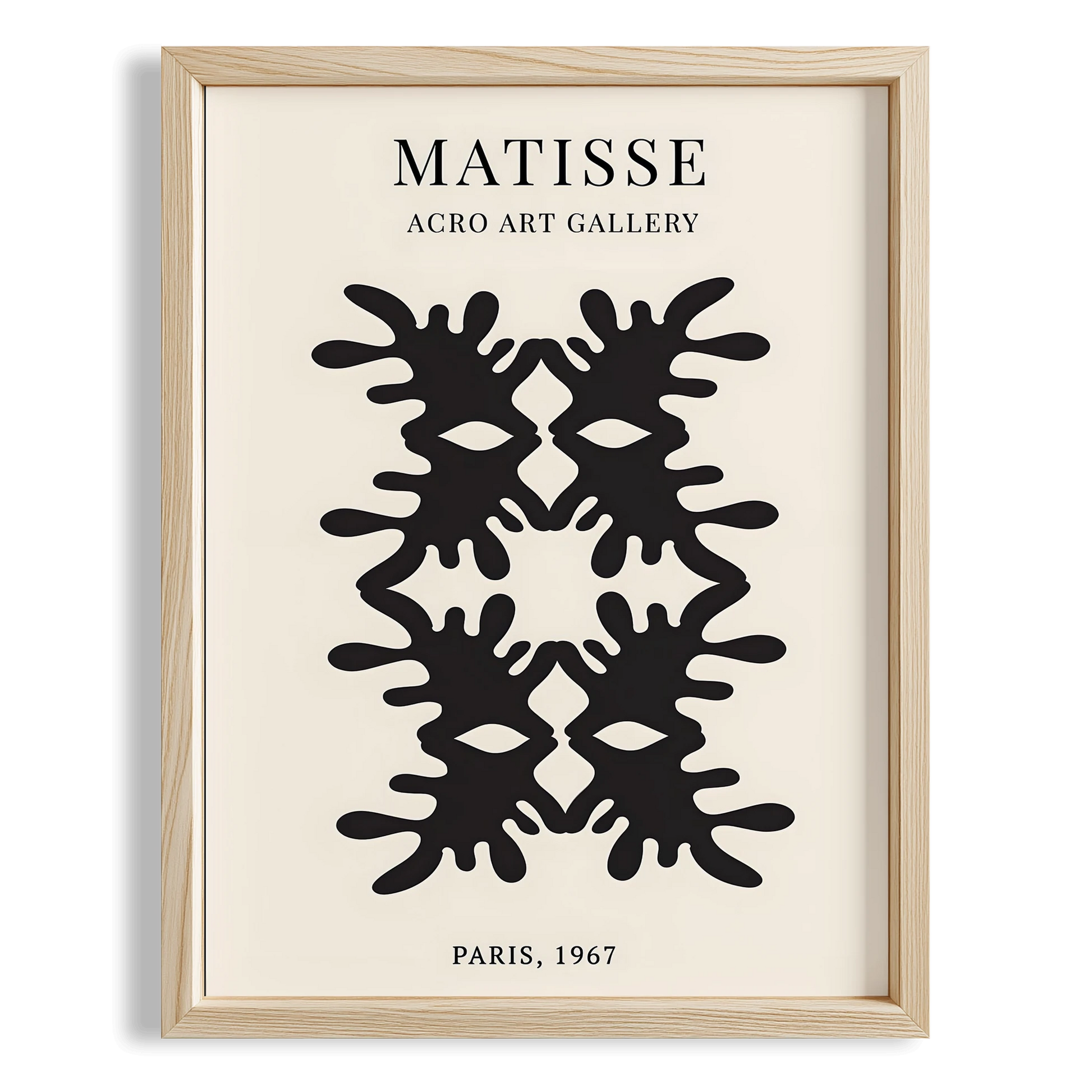 Matisse Kağıt Kesimleri Serisi Siyah Soyut Dörtlü Dal Deseni I Duvar Tablosu