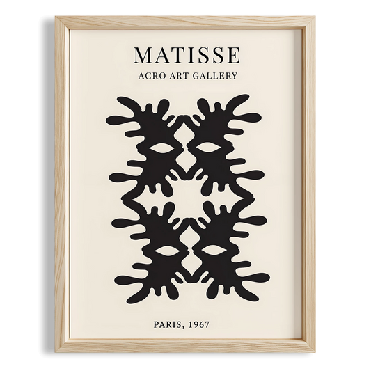 Matisse Kağıt Kesimleri Serisi Siyah Soyut Dörtlü Dal Deseni I Duvar Tablosu