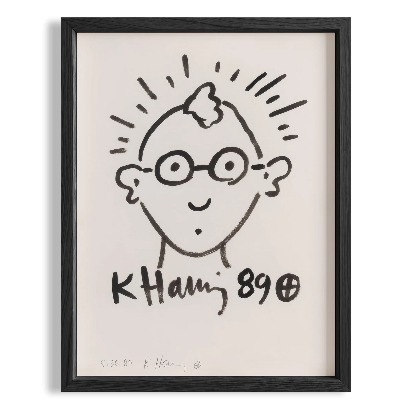 Gözlüklü Yüz - Keith Haring Ahşap Duvar Tablosu
