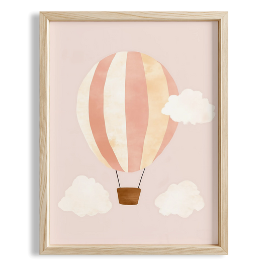 Pembe Balon Kız Çocuk Odası Ahşap Tablo