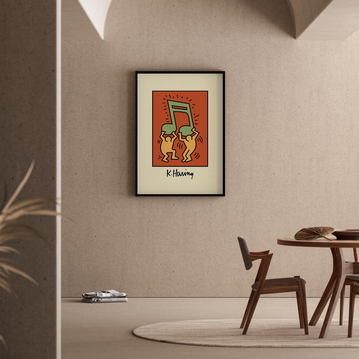 Müzikli Dans - Keith Haring Ahşap Duvar Tablosu