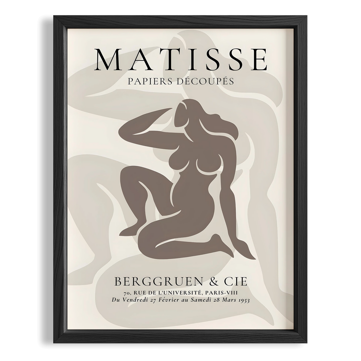 Matisse Kağıt Kesimleri Serisi Minimalist Bej Kadın Figürü I Duvar Tablosu