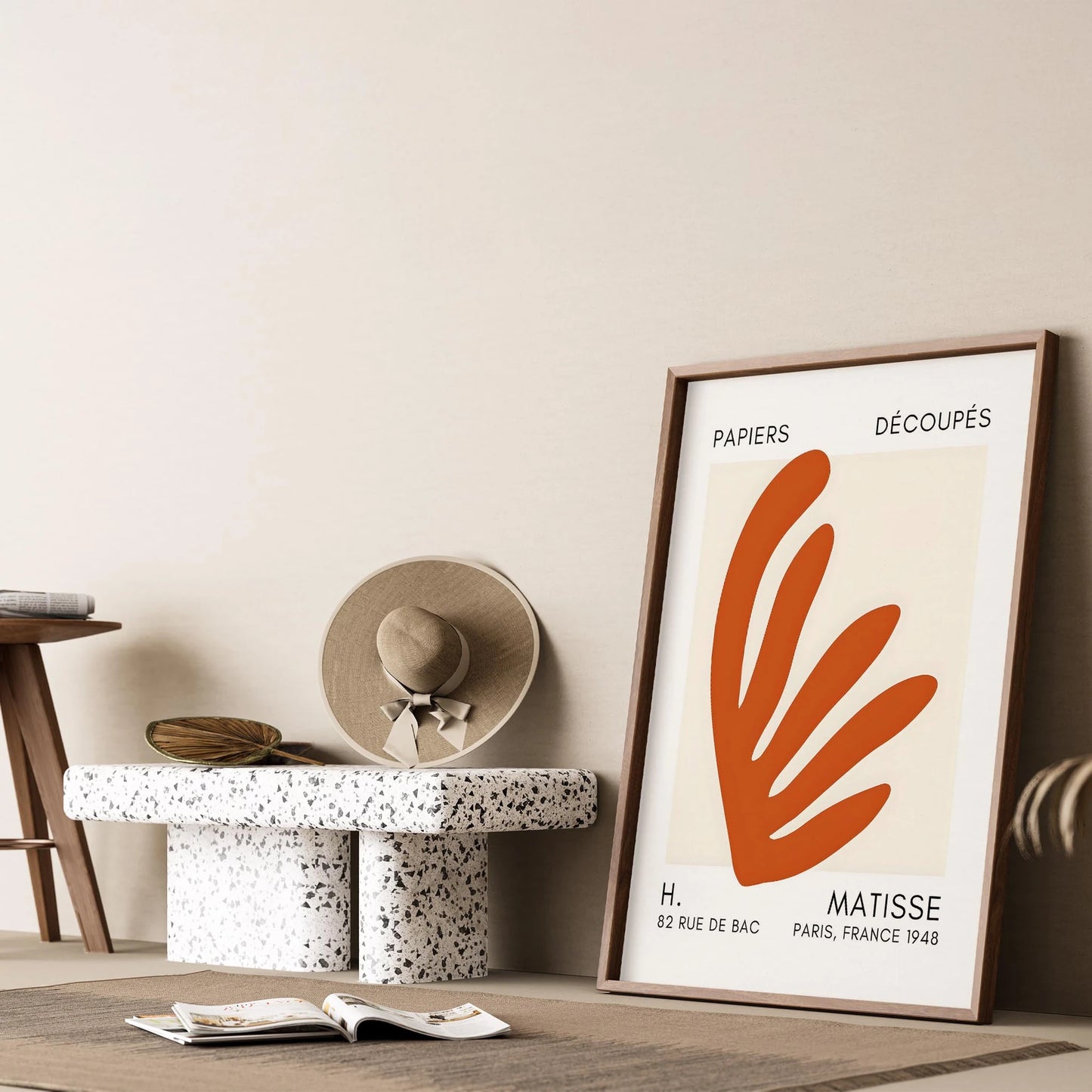 Matisse Kağıt Kesimleri Serisi Terracotta Soyut Yaprak I Duvar Tablosu