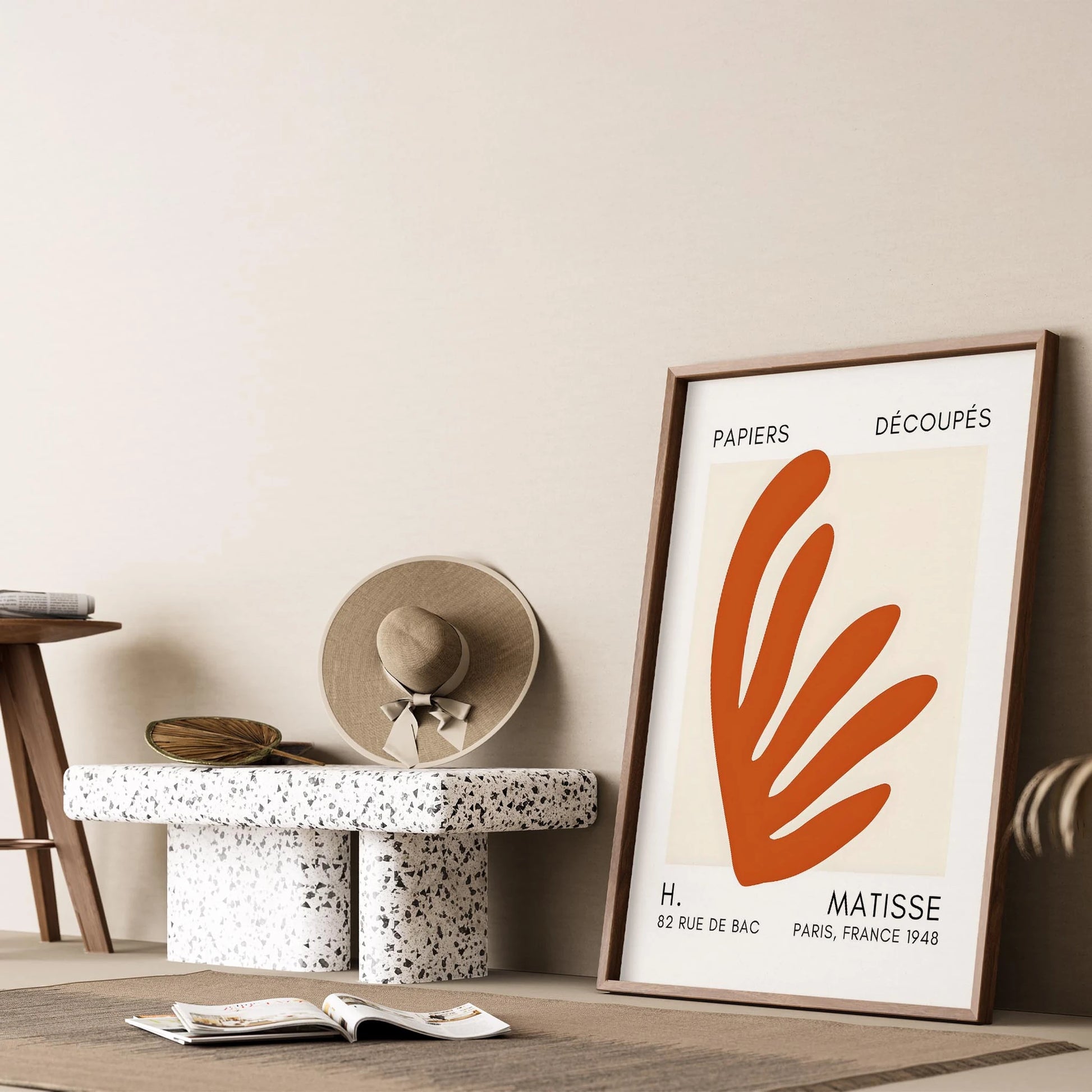 Matisse Kağıt Kesimleri Serisi Terracotta Soyut Yaprak I Duvar Tablosu