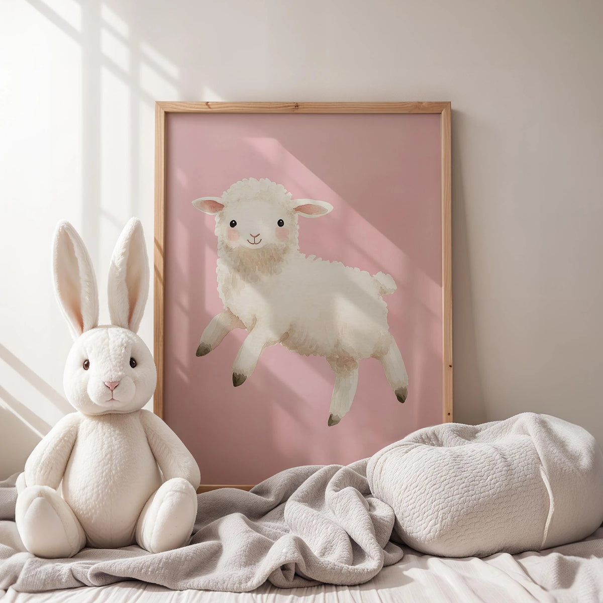 Zıplayan Mutlu Kuzu - Pembe Fon