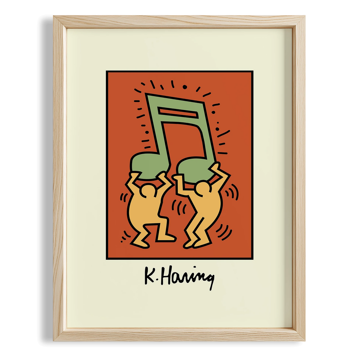 Müzikli Dans - Keith Haring Ahşap Duvar Tablosu