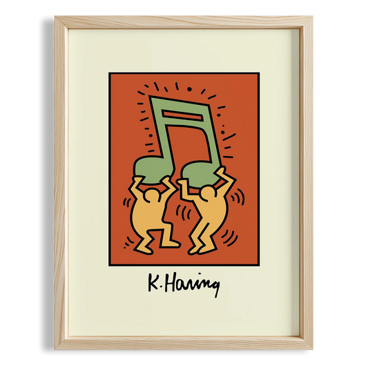 Müzikli Dans - Keith Haring Ahşap Duvar Tablosu