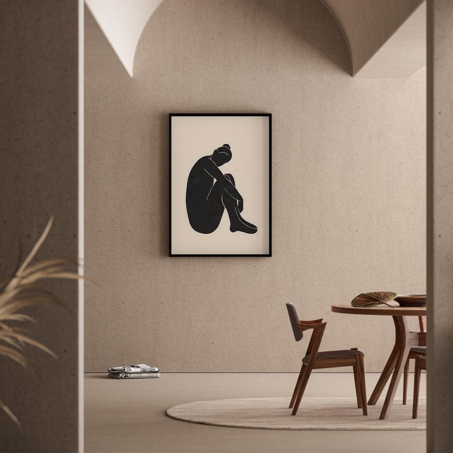 Matisse Kağıt Kesimleri Serisi Siyah Minimalist Kadın Figürü I Duvar Tablosu