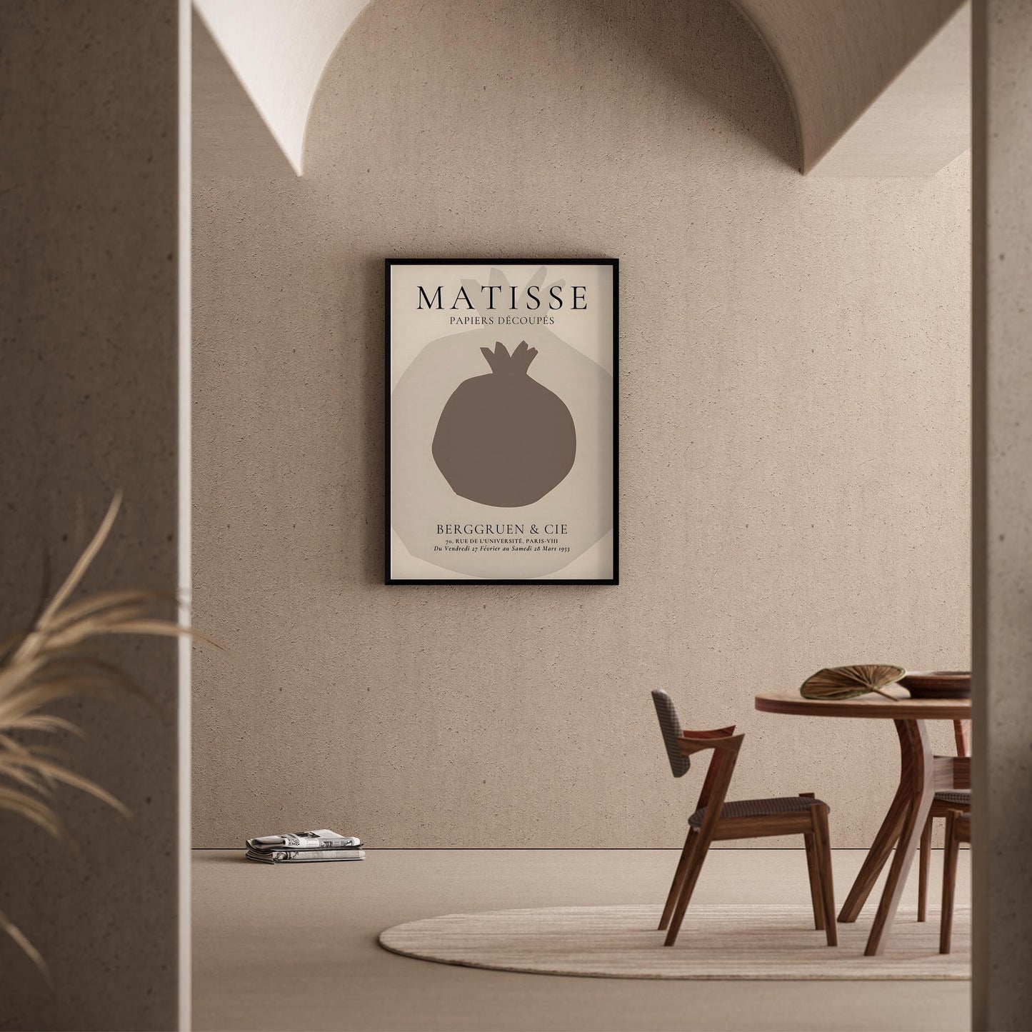 Matisse Kağıt Kesimleri Serisi Minimalist Bej Nar Figürü I Duvar Tablosu
