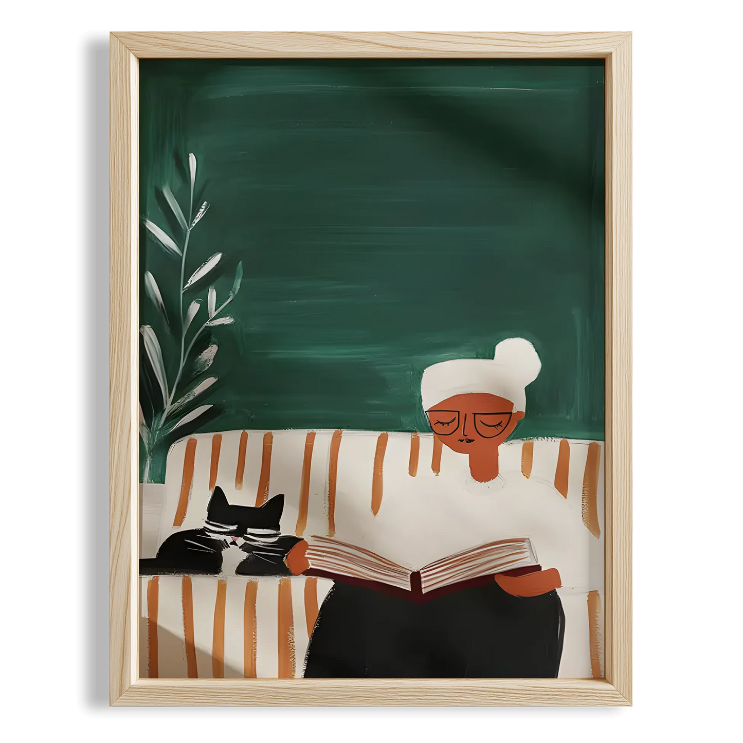 Kitap Okuyan Kadın ve Kedisi