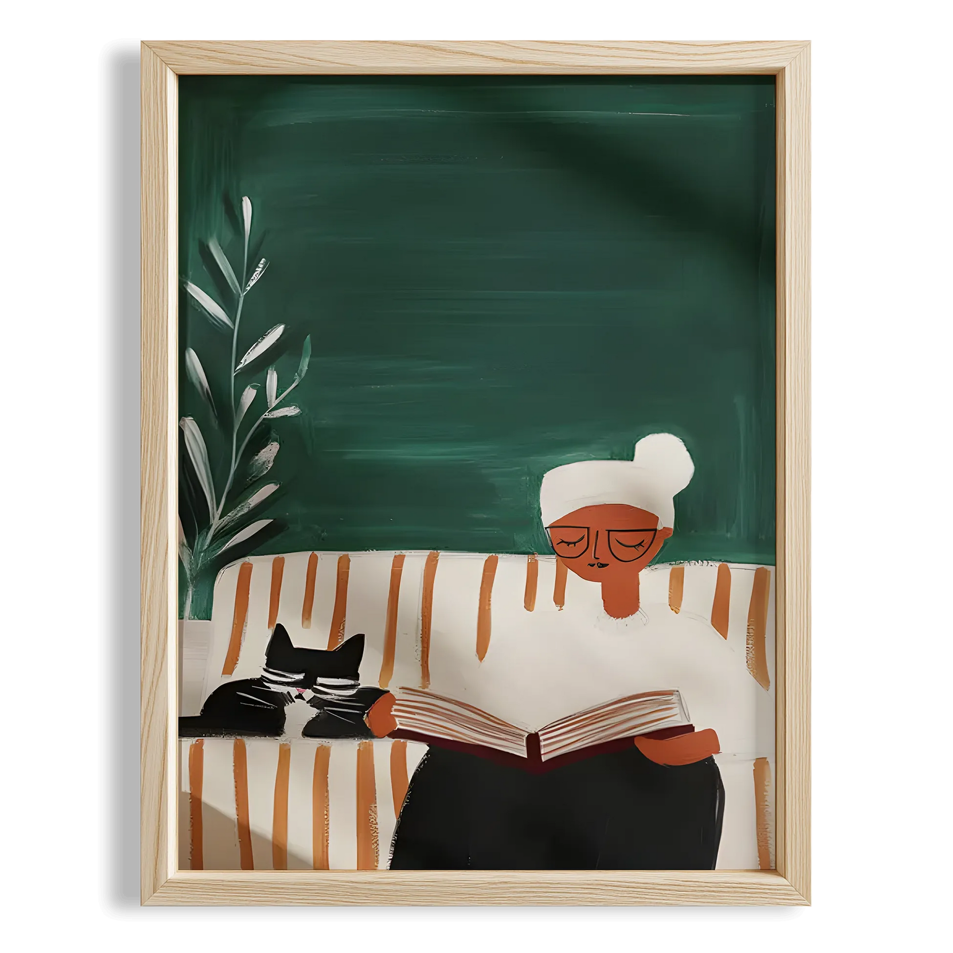 Kitap Okuyan Kadın ve Kedisi