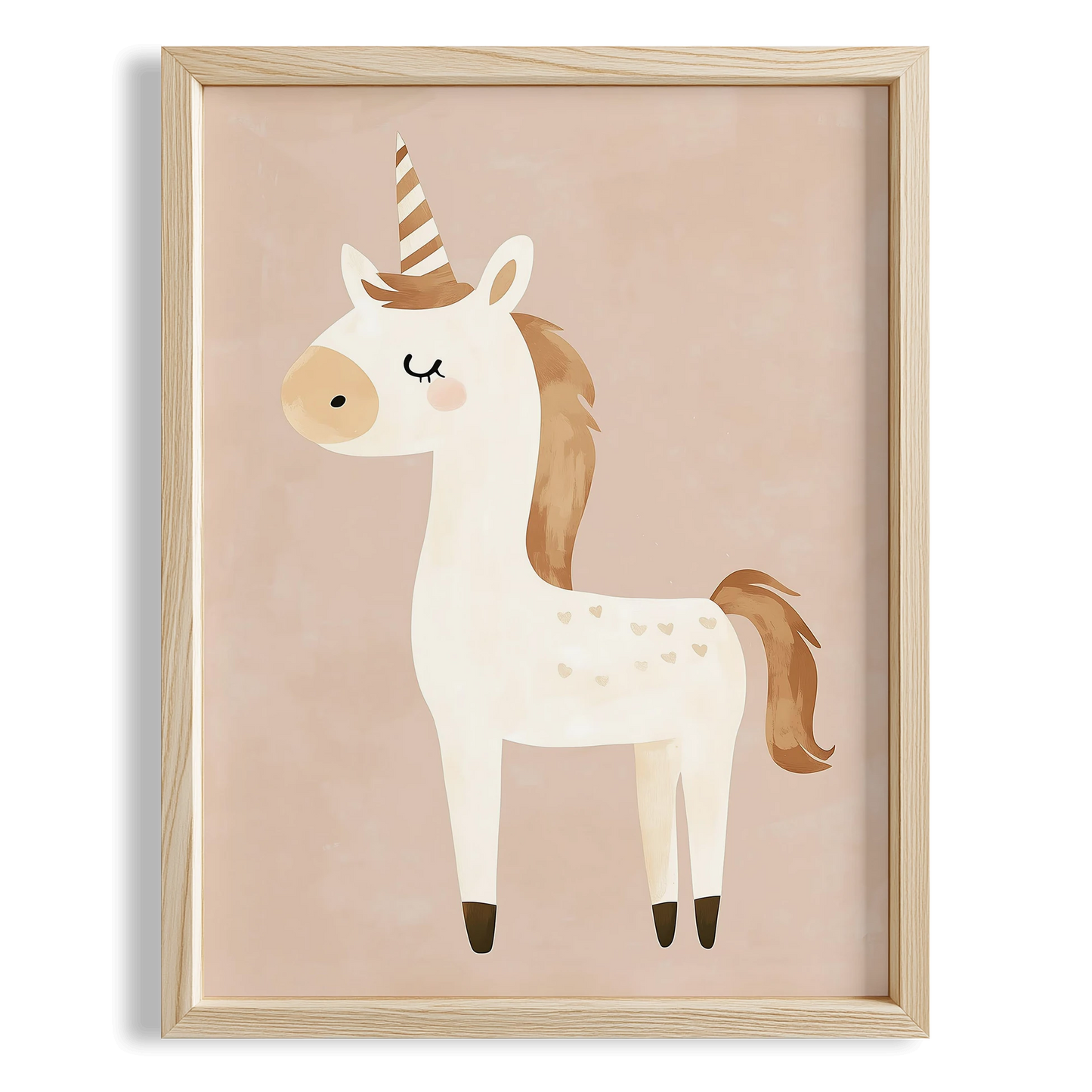 Minik Kalpli Unicorn - Bohem Kız Çocuk Odası Ahşap Tablo