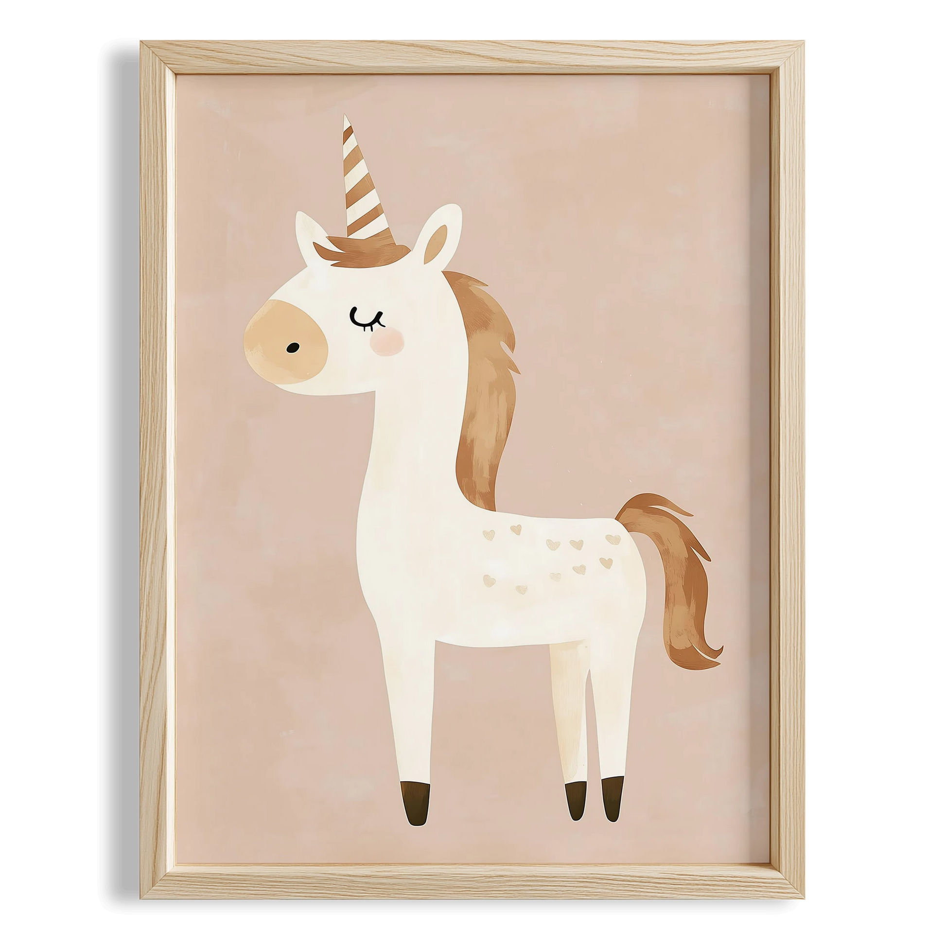 Minik Kalpli Unicorn - Bohem Kız Çocuk Odası Ahşap Tablo