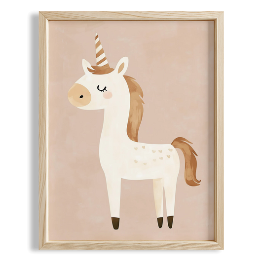 Minik Kalpli Unicorn - Bohem Kız Çocuk Odası Ahşap Tablo