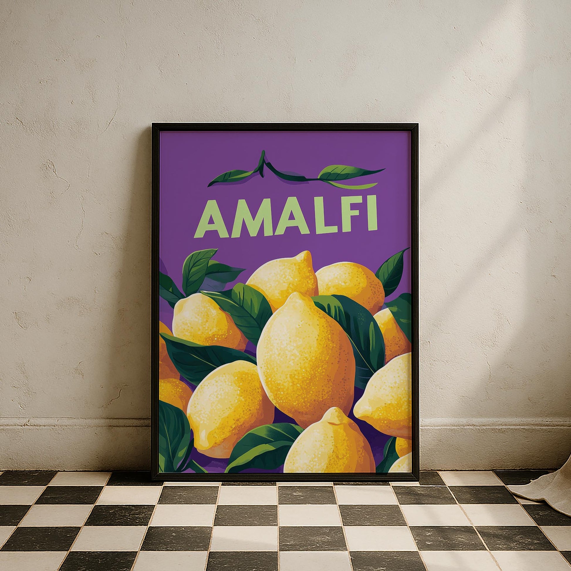 Amalfi Limonlar İllüstasyonu İtalya Koleksiyonu Mutfak Duvar Tablosu