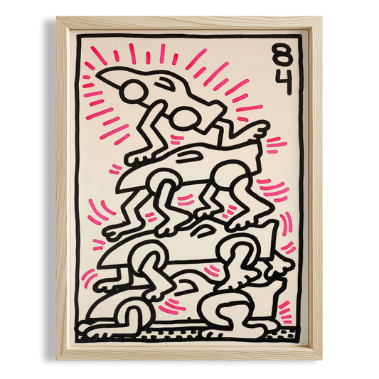 Üst Üste Dans Edenler - Keith Haring Ahşap Duvar Tablosu