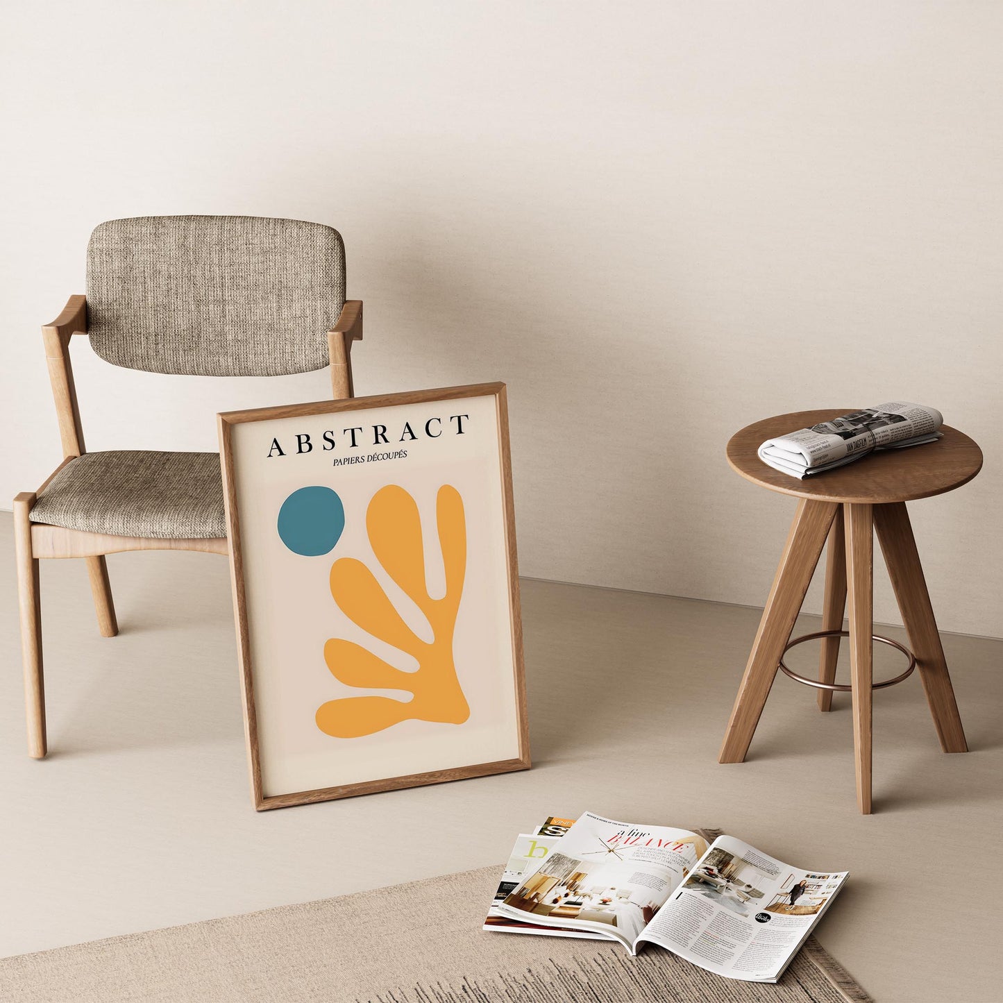 Matisse Kağıt Kesimleri Abstract Serisi Sarı Yaprak I Duvar Tablosu