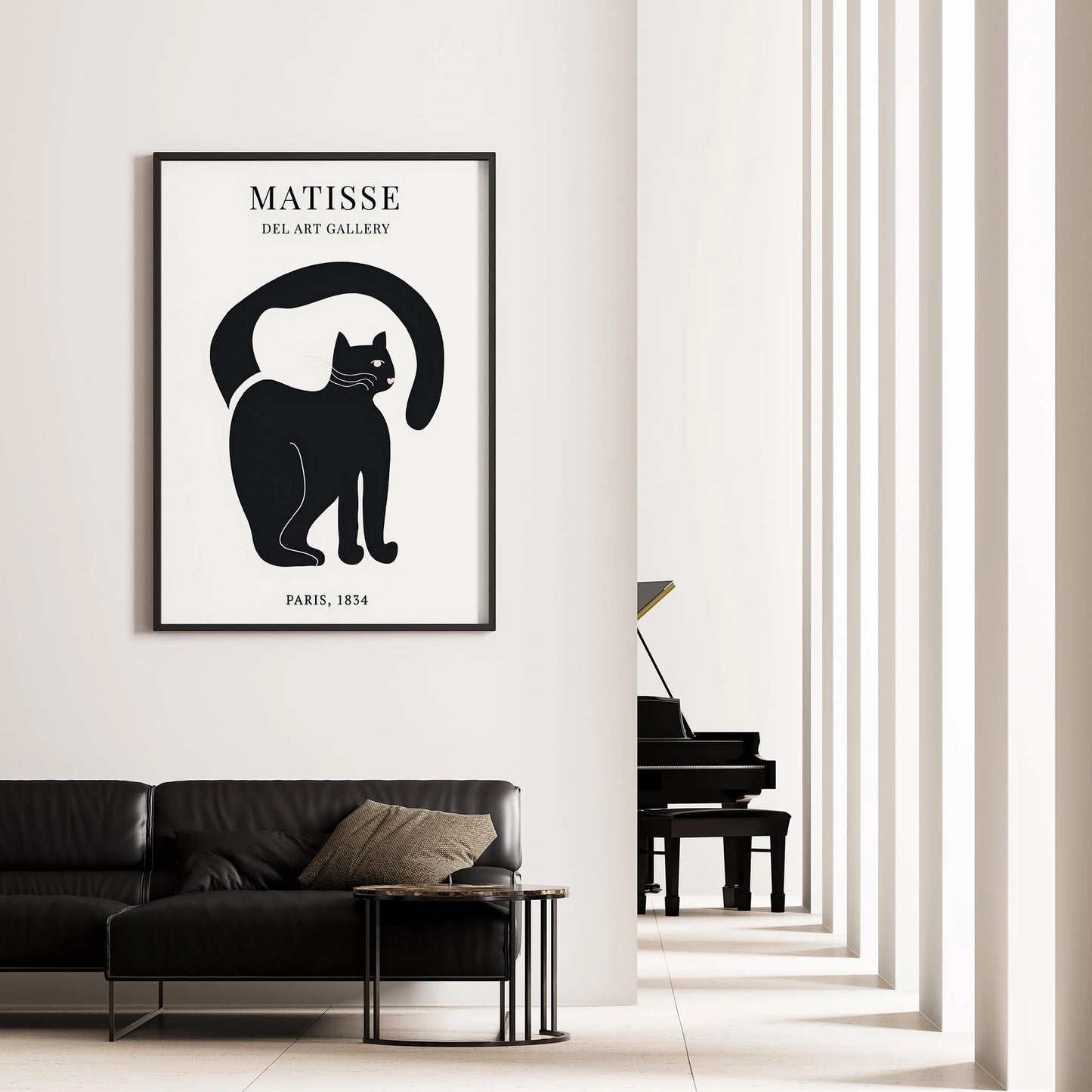 Matisse Kağıt Kesimleri Serisi Minimalist Siyah Erkek Kedi I Duvar Tablosu