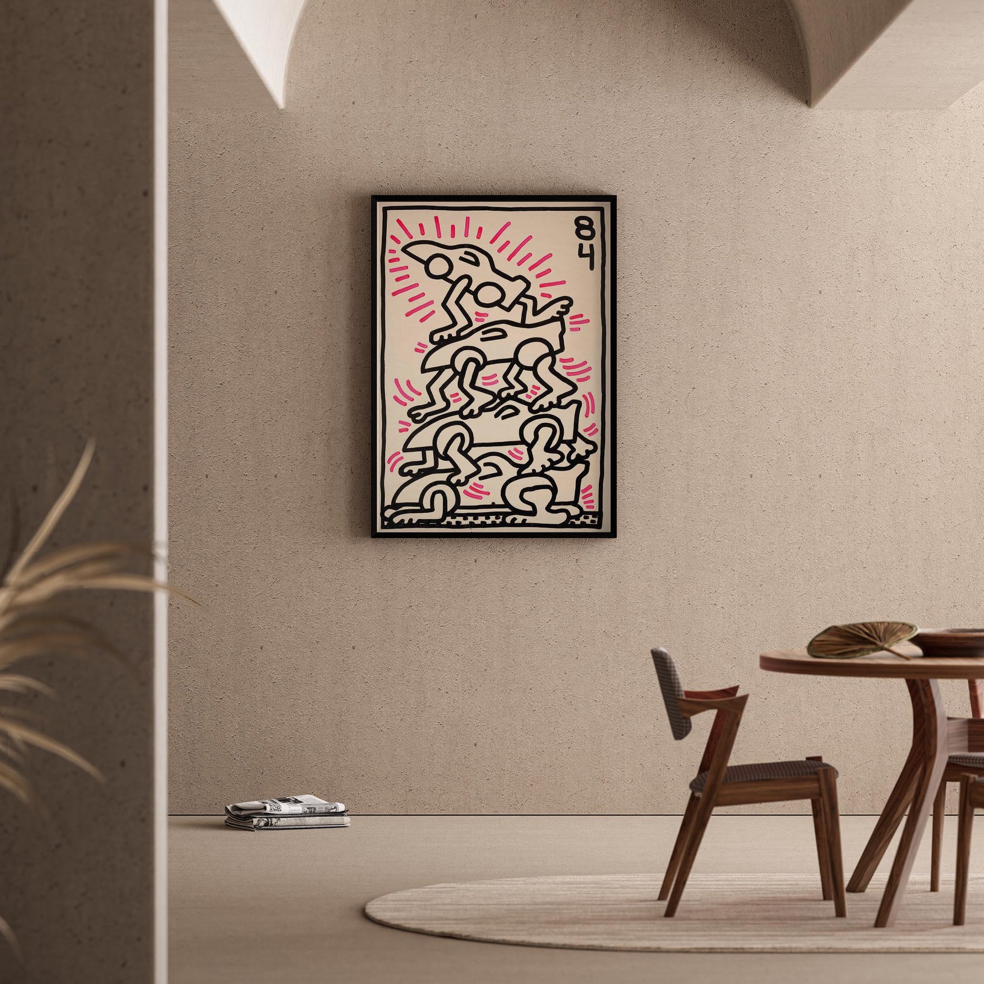 Üst Üste Dans Edenler - Keith Haring Ahşap Duvar Tablosu