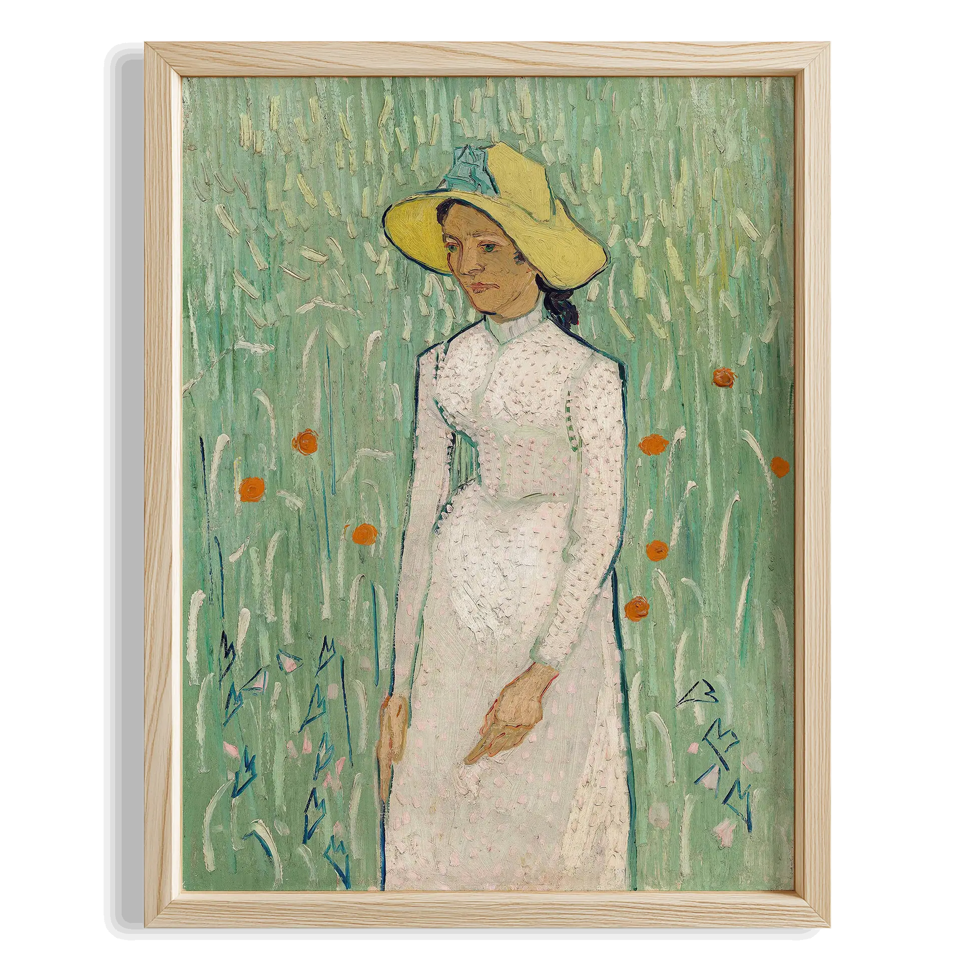 Beyaz Elbiseli Kadın - Vincent Van Gogh Ahşap Duvar Tablosu