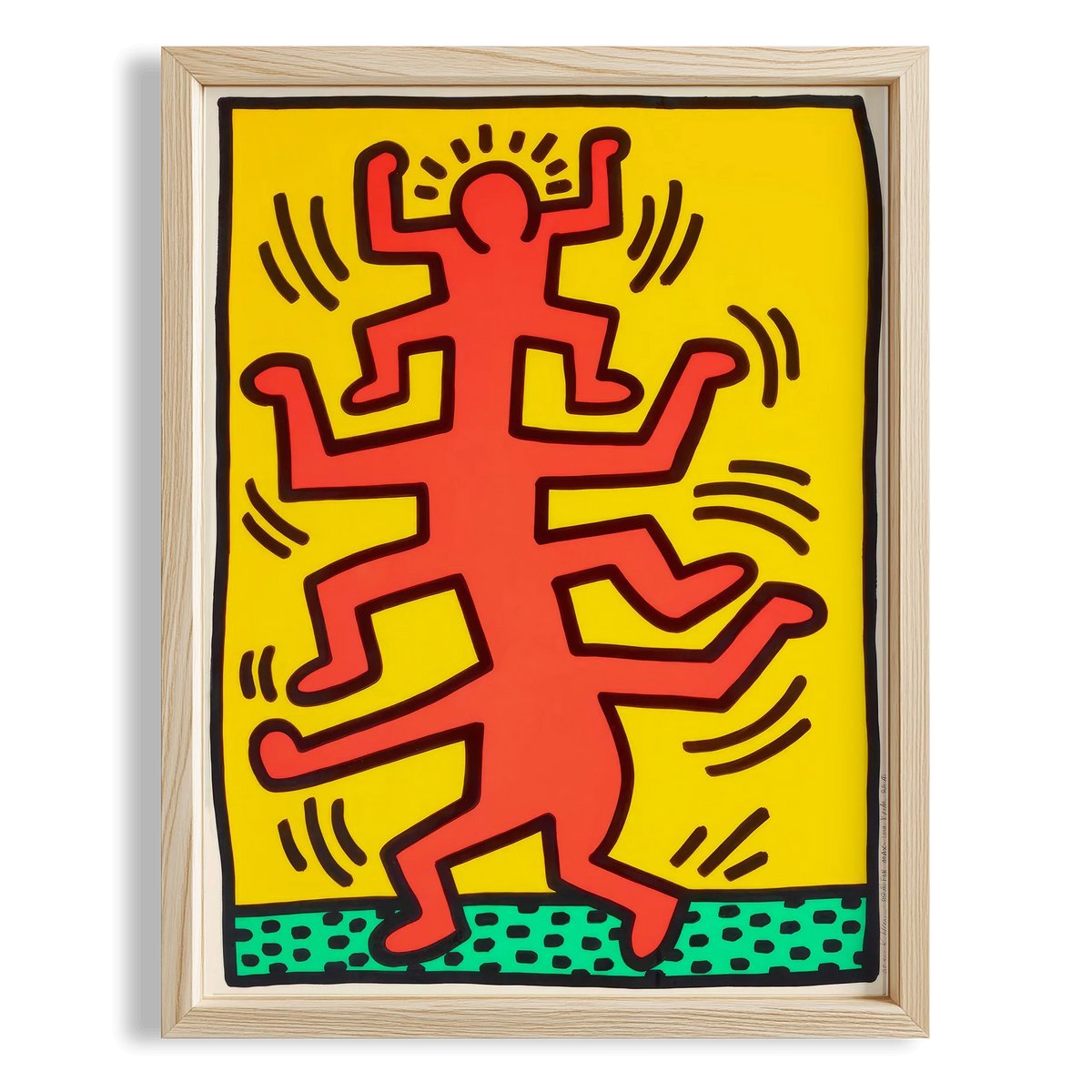 Dans Eden Figür - Keith Haring Ahşap Duvar Tablosu