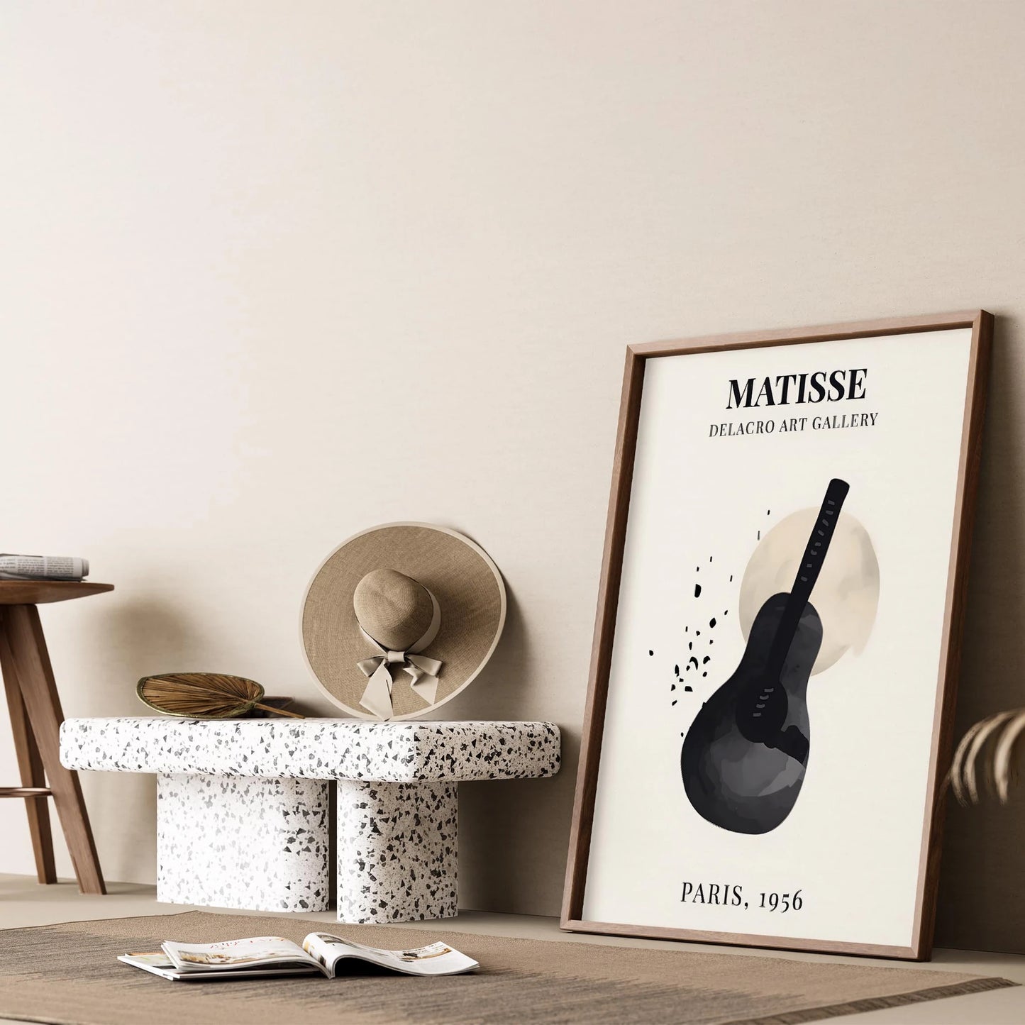 Matisse Kağıt Kesimleri Serisi Minimalist Gitar Motifi I Duvar Tablosu