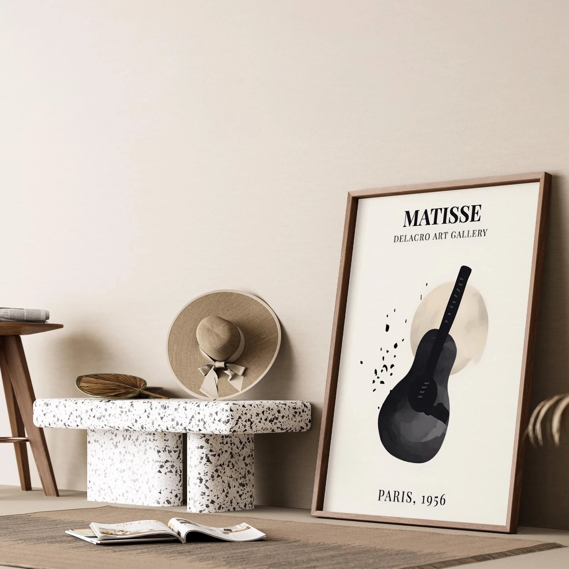Matisse Kağıt Kesimleri Serisi Minimalist Gitar Motifi I Duvar Tablosu