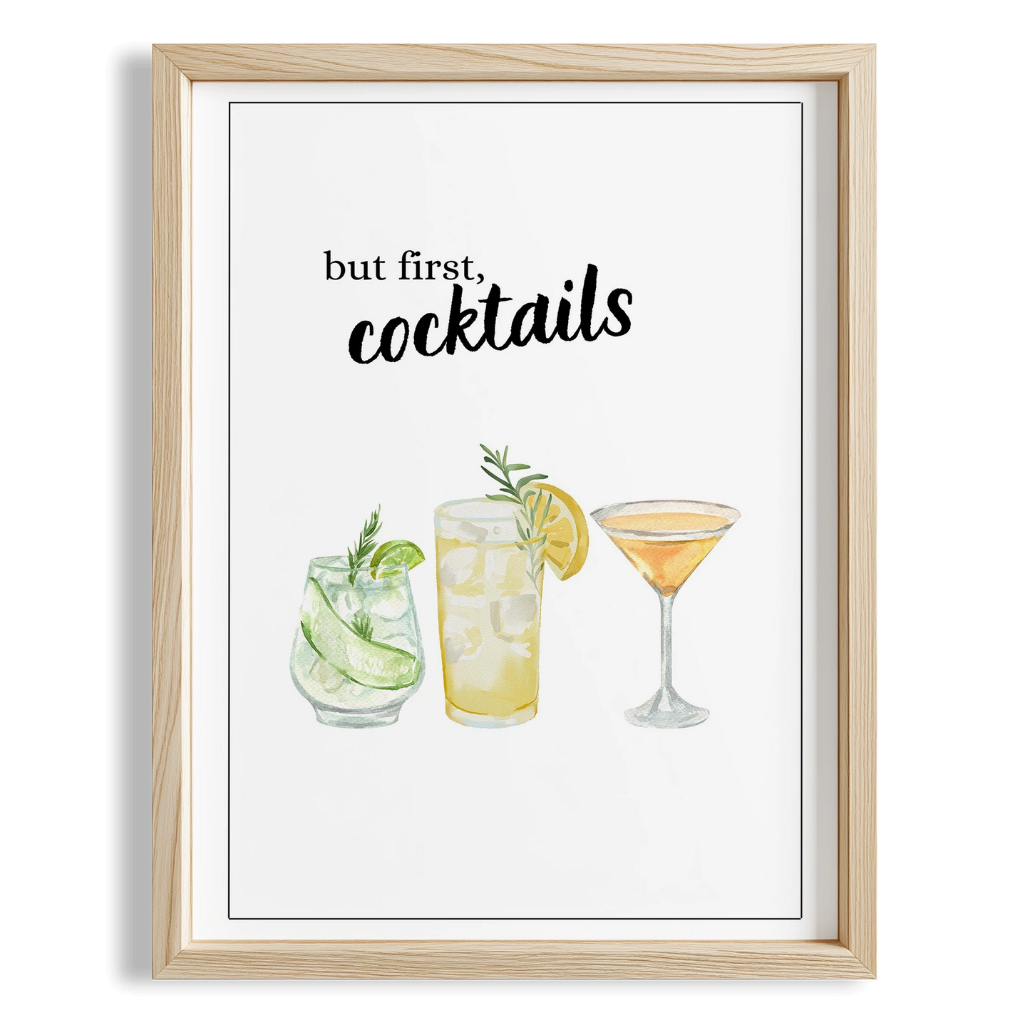 But First Cocktails Tipografik Mutfak Duvar Tablosu