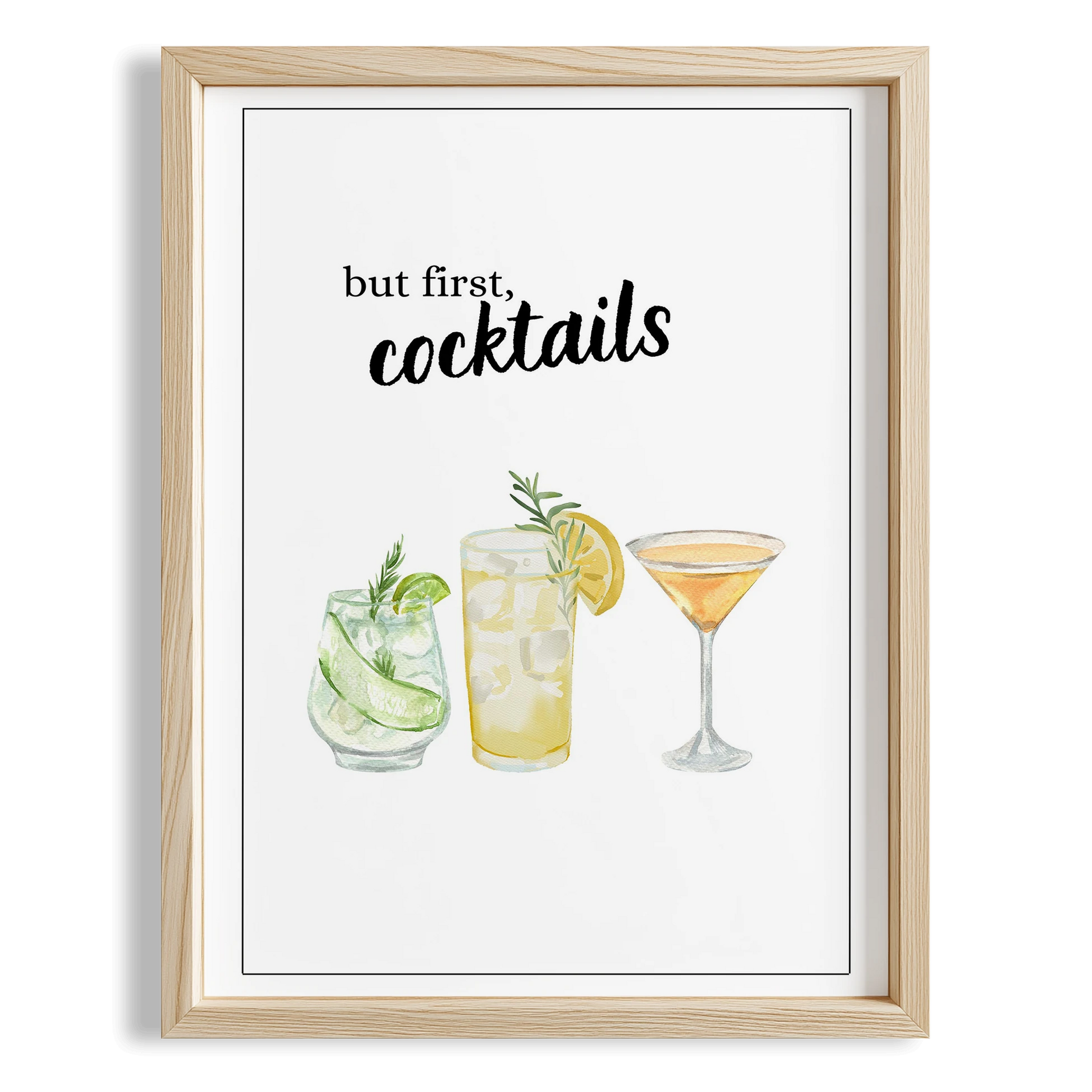 But First Cocktails Tipografik Mutfak Duvar Tablosu