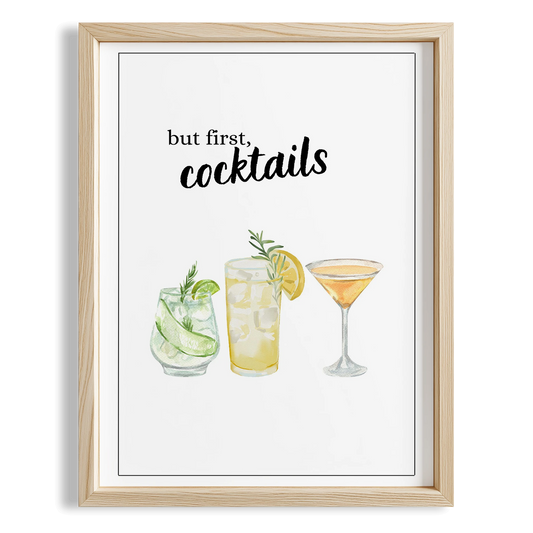 But First Cocktails Tipografik Mutfak Duvar Tablosu