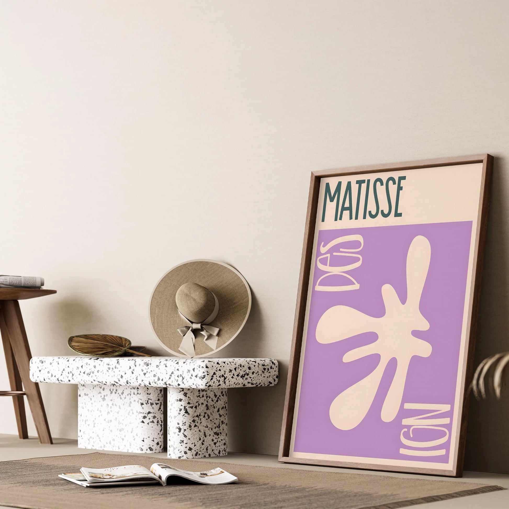 Matisse Kağıt Kesimleri Abstract Serisi Lila Bej Dal I Duvar Tablosu