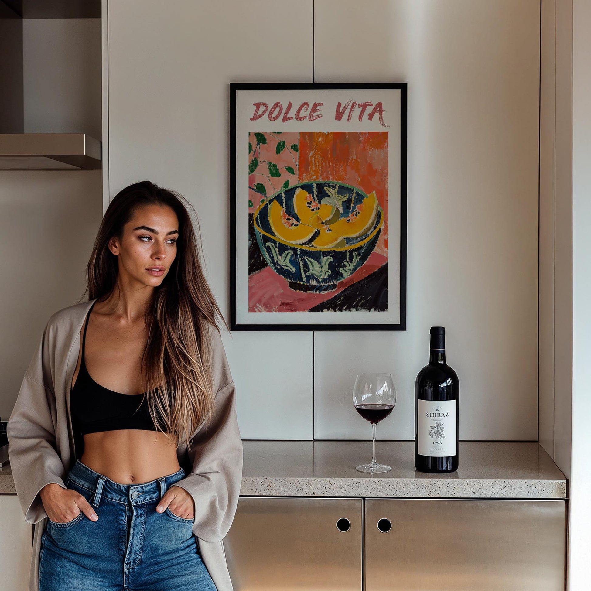 Dolce Vita Papaya Tipografi Akdeniz İtalya Koleksiyonu Mutfak Duvar Tablosu