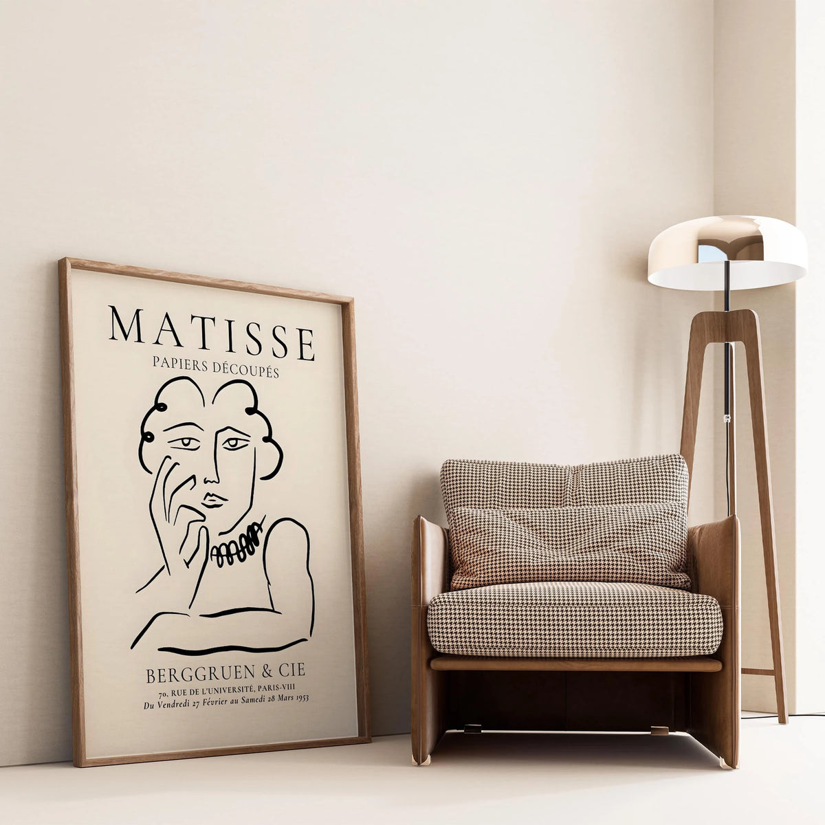 Matisse Kağıt Kesimleri Minimalist Çizgi Sanatı Estetik Kadın Portresi VIII Duvar Tablosu